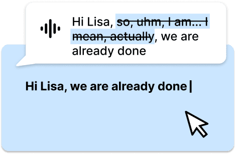 Beispiel: VoiceAppear korrigiert Füllwörter automatisch