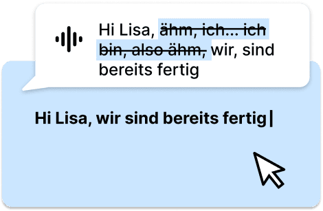 Beispiel: VoiceAppear korrigiert Füllwörter automatisch