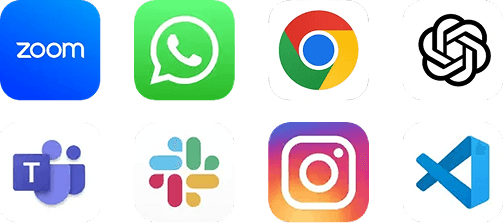 App grid with Word, Outlook, Teams, Chrome and more apps