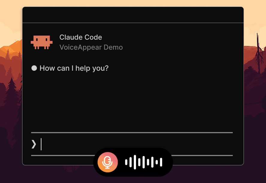 VoiceAppear dictating a prompt into Claude Code